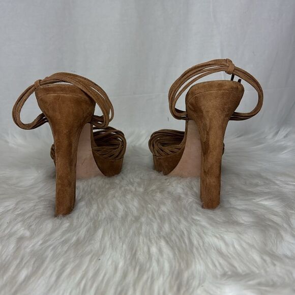 Veronica Beard Fletcher Hazelwood Brown Block Heel Suede Platform Sandals Sz 10 - Picture 5 of 8